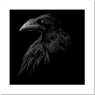 Mystical black raven illustration crow artwork Posters and Art